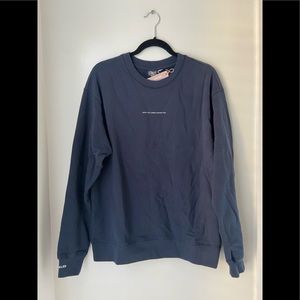 Unlabeled navy crew neck sweater